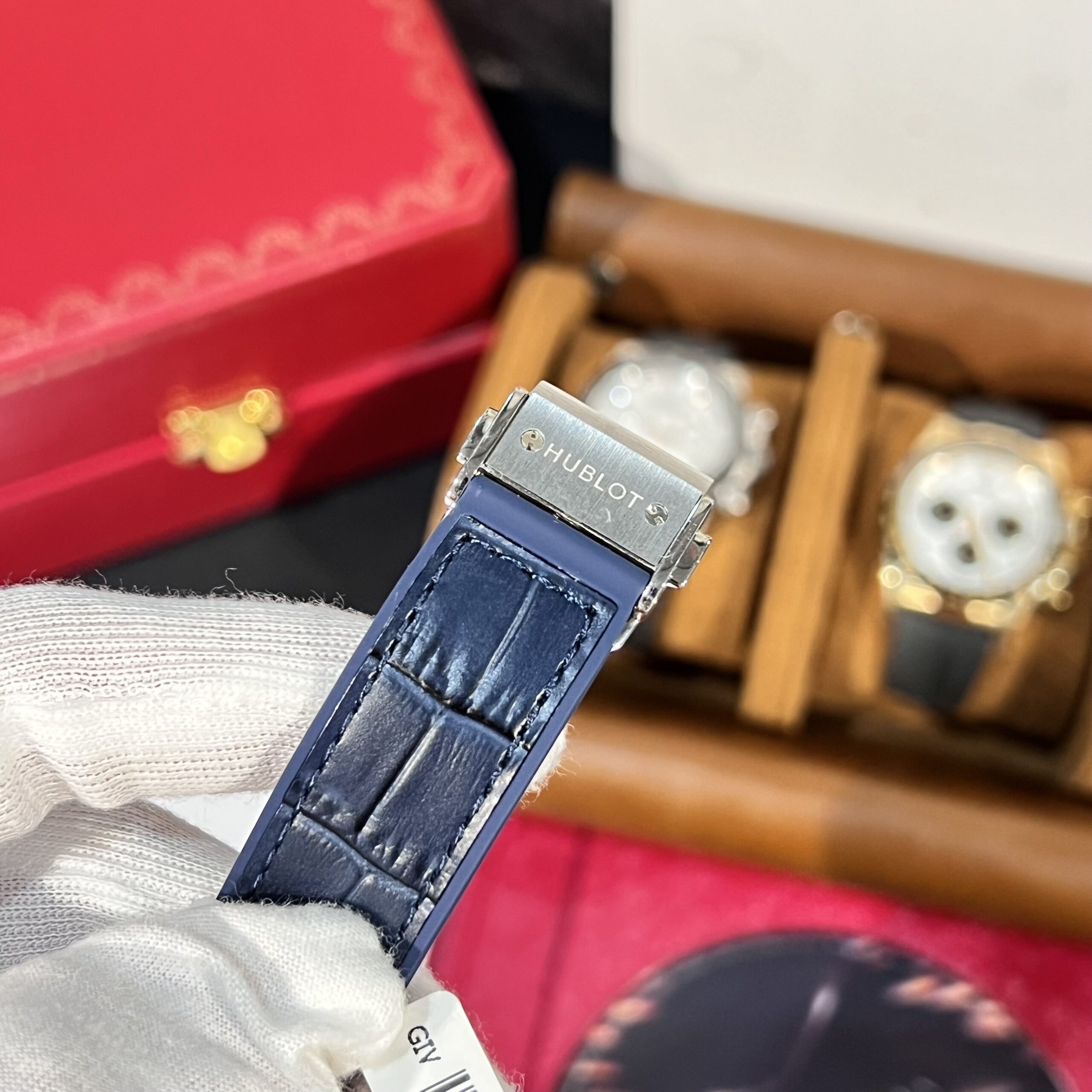 Hublot Classic Fusion Titanium Custom Diamonds Moissanite Leaher Blue 38mm - Image 6