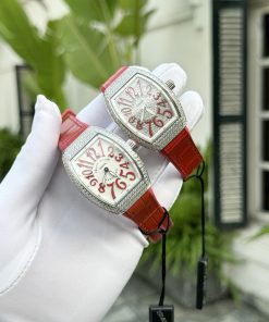 Franck Muller V32 Diamonds Red Color ABF Factory Replica Watch 36mm
