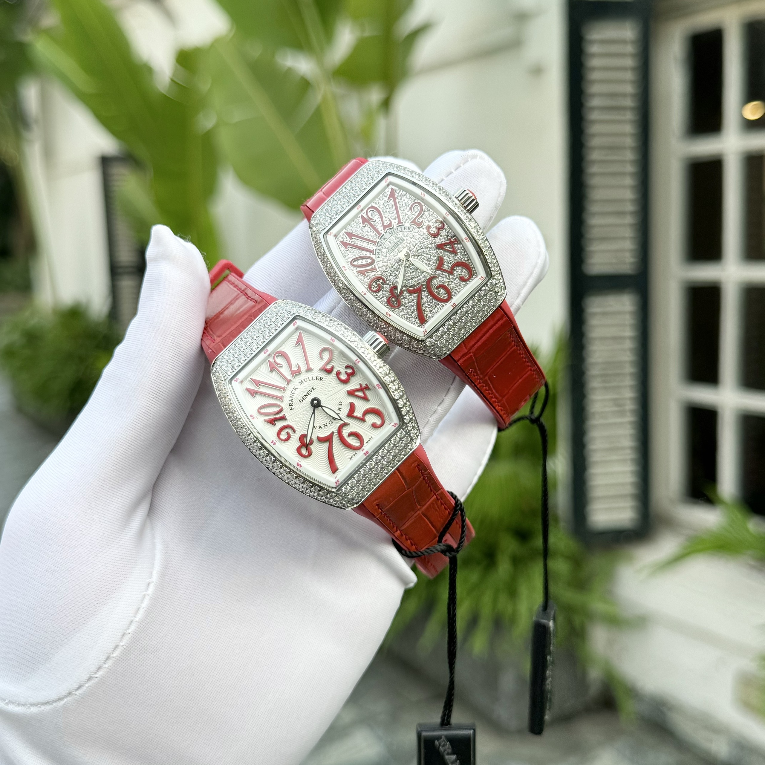 Franck Muller V32 Diamonds Red Color ABF Factory Replica Watch 36mm