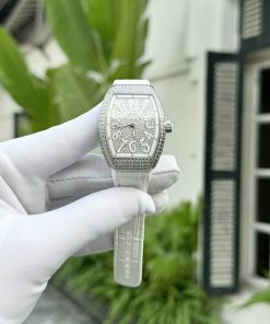 Franck Muller V32 Full Diamonds Replica Watch White Color ABF 32x40mm