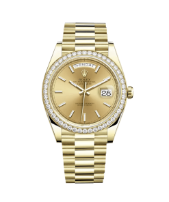 Rolex Day-Date 40 228348RBR Yellow Gold Diamond Bezel Champagne Dial