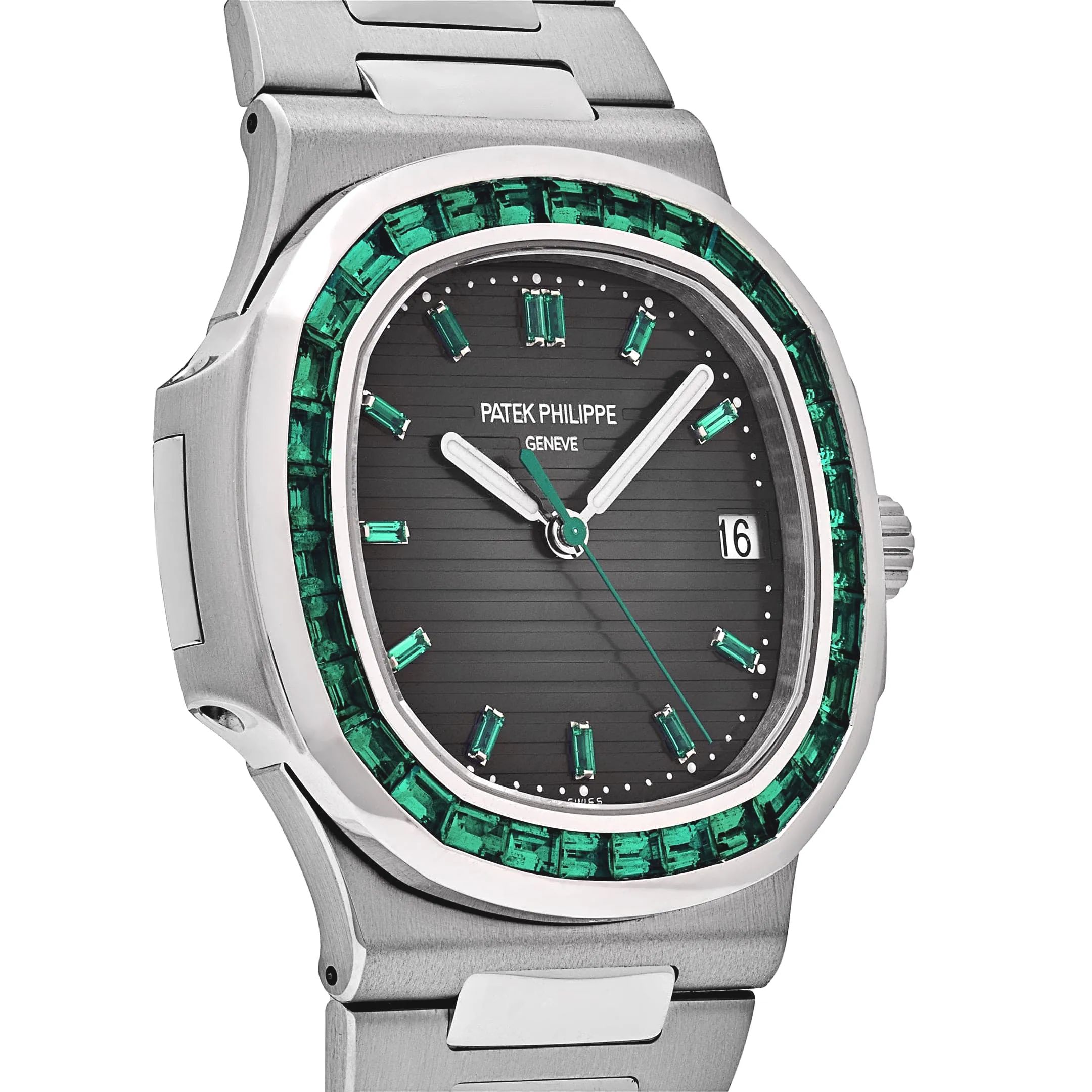 Patek Philippe Nautilus 5711/113P-001 Date Platinum Emeralds Black Dial - Image 5