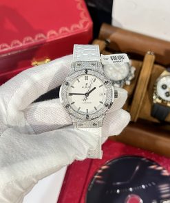 Hublot Classic Fusion Titanium Custom Diamonds Moissanite White Dial 38mm