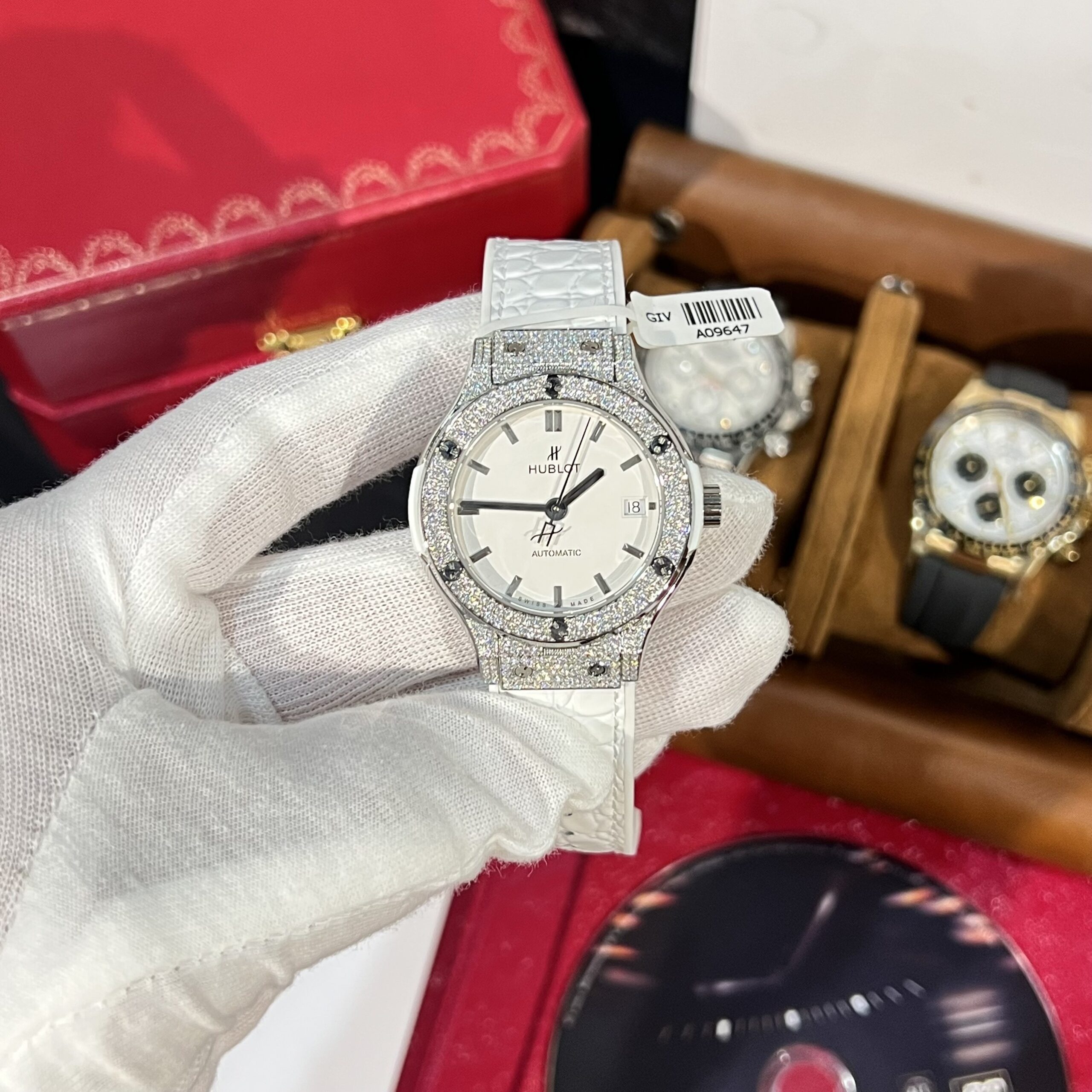 Hublot Classic Fusion Titanium Custom Diamonds Moissanite White Dial 38mm
