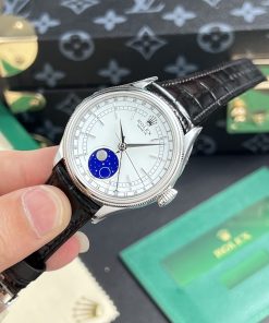 Alternative view of Rolex Cellini 50535 Replica Watch Sliver Leather Strap Best Quality 39mm
