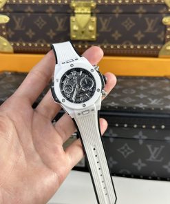 Alternative view of Hublot Big Bang Unico White Ceramic Replica Watch BBF Factory 44mm
