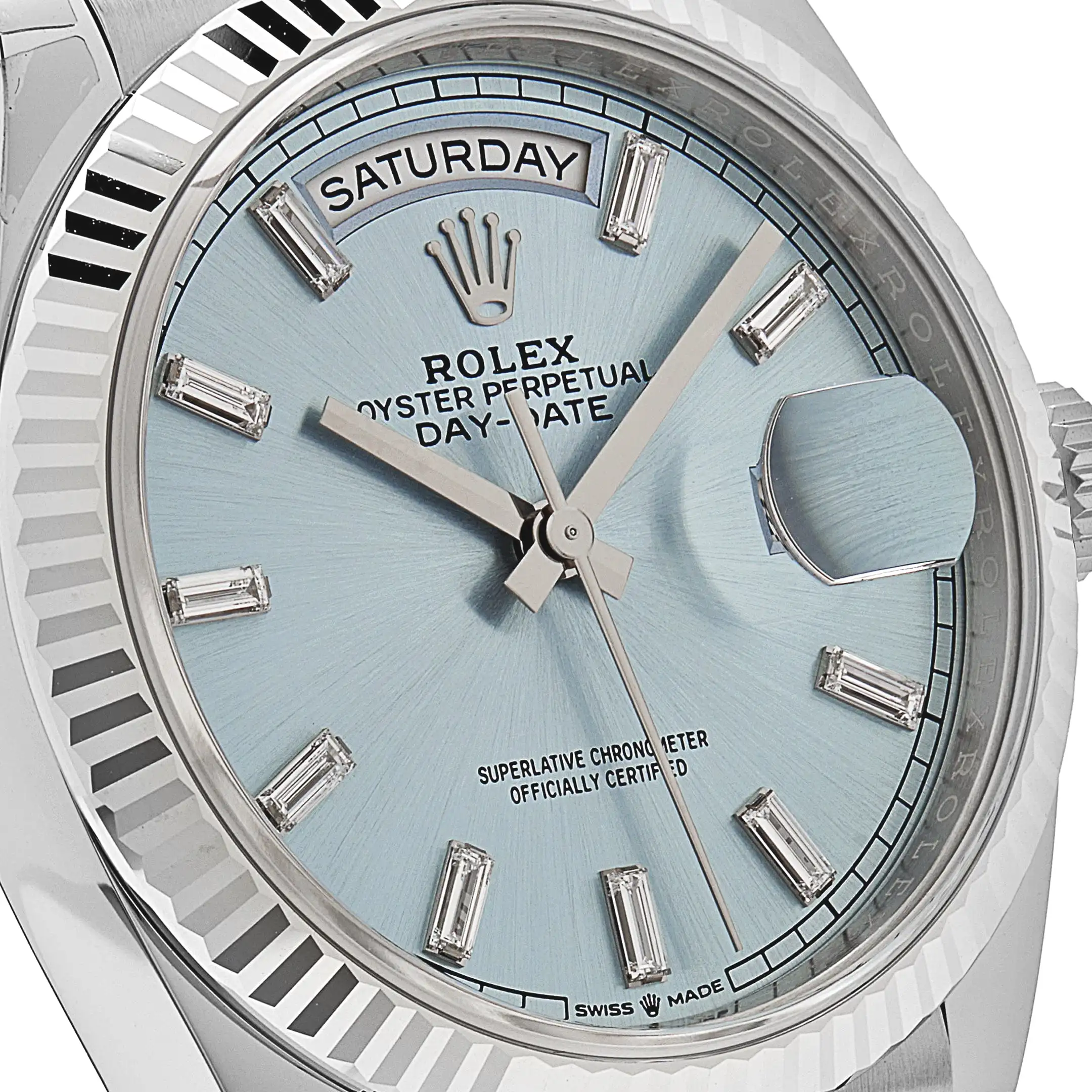 Rolex Day-Date 36 128236 Platinum Ice Blue Baguette Dial - Image 5