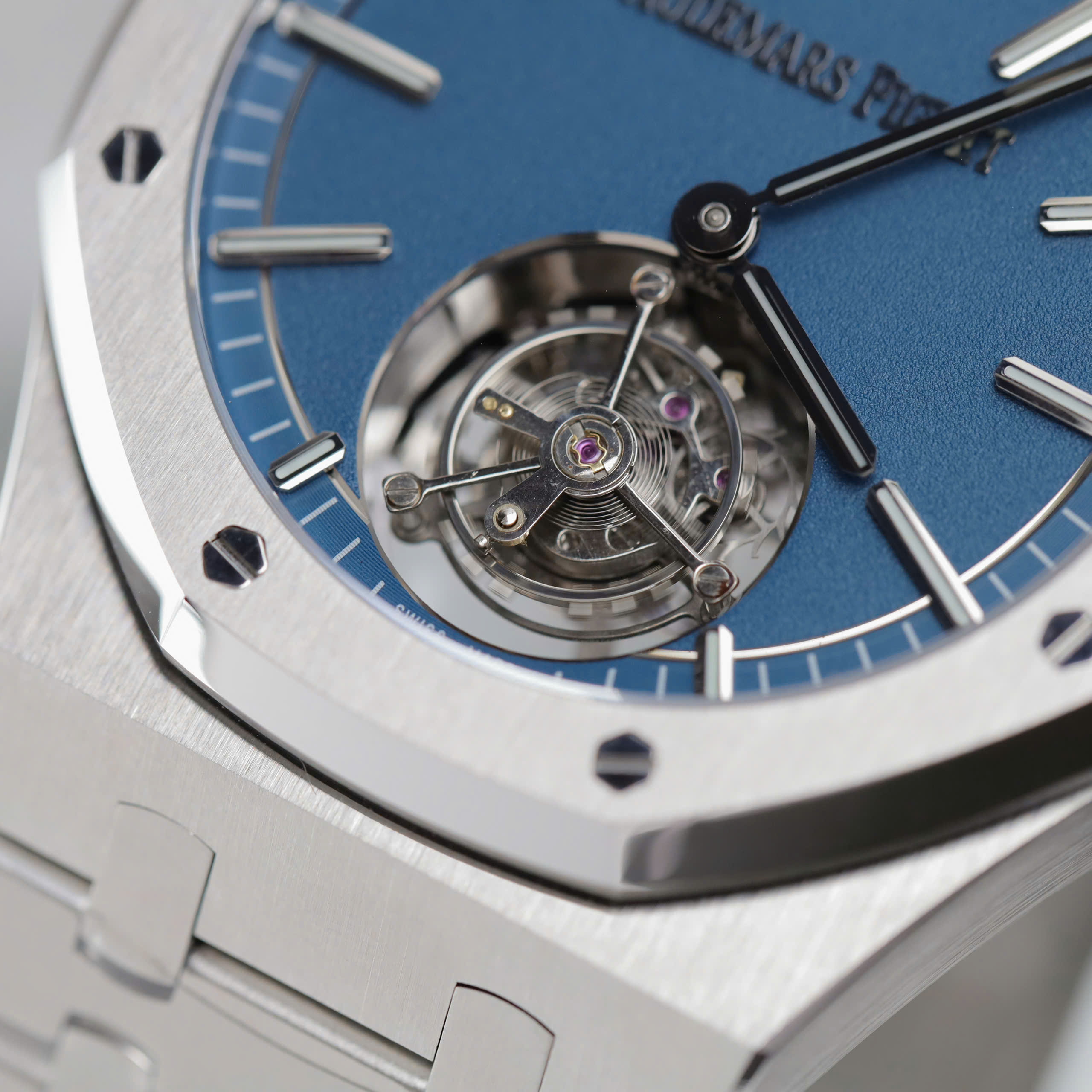 Audemars Piguet Rep11 Watch Royal Oak Self Winding Flying Tourbillon 26730TI Blue Dial 41mm - Image 6