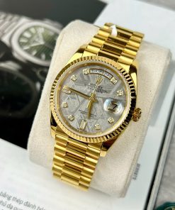 Alternative view of Rolex Day-Date Replica 11 Custom Gold Wrapped 18k Meteorite Dial Factory GM 36mm