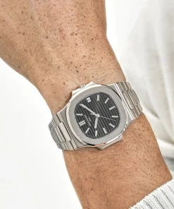 Alternative view of Patek Philippe Nautilus 3711/1G-001 Date White Gold Black Dial