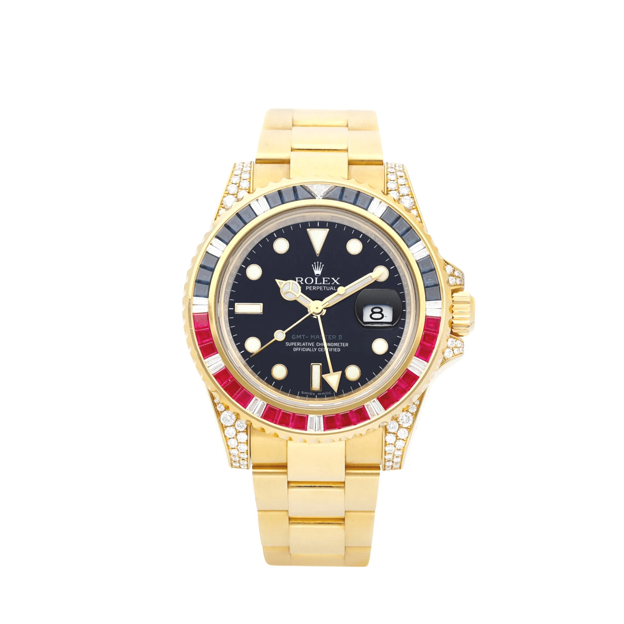 Rolex GMT-Master II 116758SARU Yellow Gold Black Dial