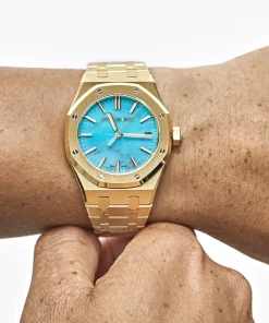 Alternative view of Audemars Piguet Royal Oak Selfwinding 15550BA.OO.1356BA.01 Yellow Gold Blue Turquoise Dial
