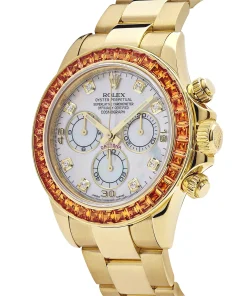 Alternative view of Rolex Daytona 116578SACO Yellow Gold Sapphire Bezel Mother Of Pearl Dial