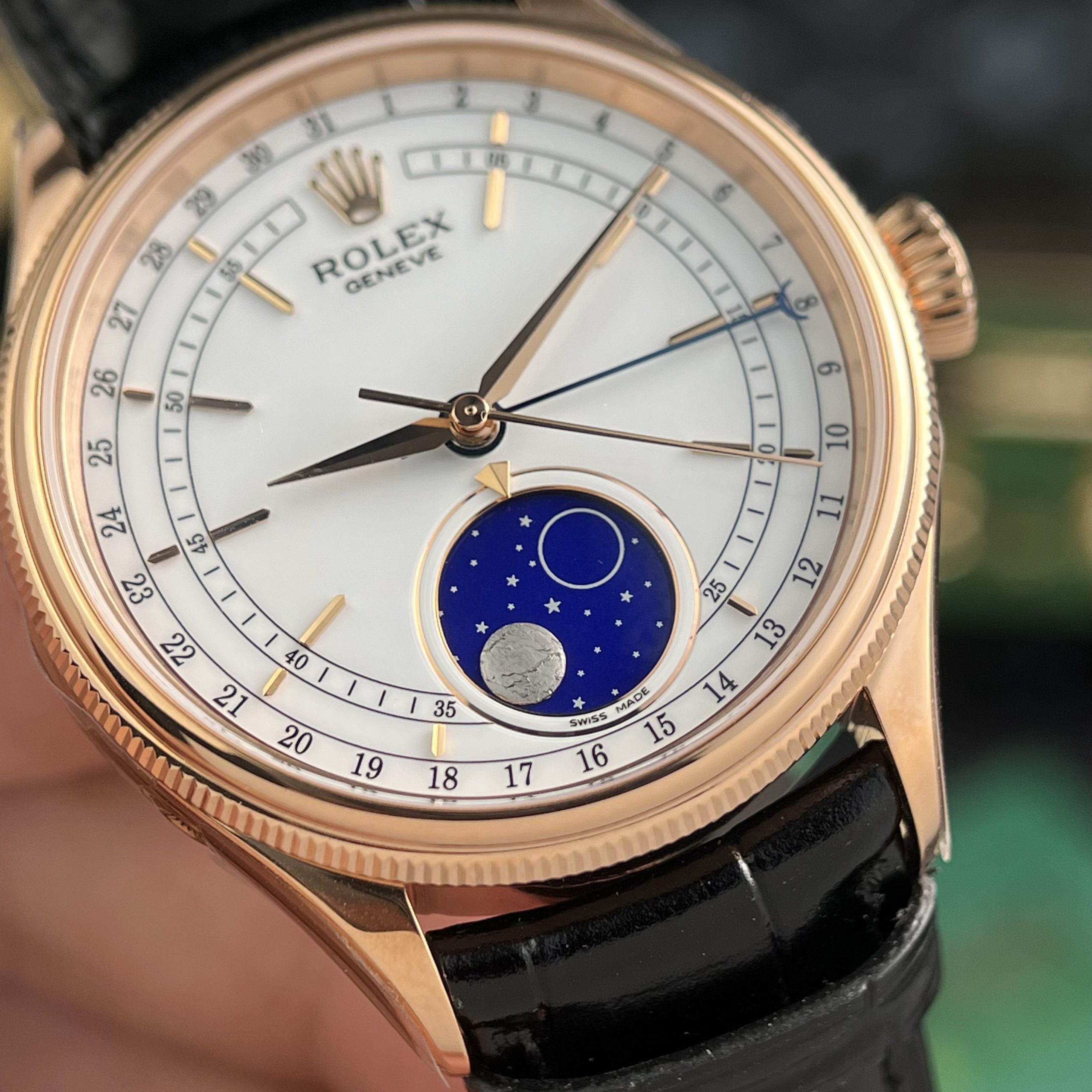 Rolex Cellini 50535 Replica Watch Everose Gold Leather Strap 39mm - Image 4