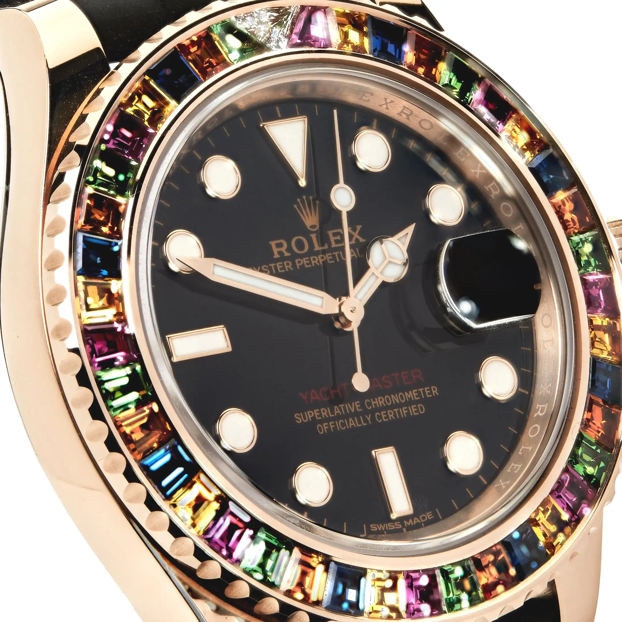 Rolex Yacht-Master 40 116695SATS Rose Gold Black Dial Rainbow Bezel - Image 3