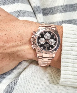 Alternative view of Rolex Daytona 126505 Rose Gold Black Diamond Dial 40mm