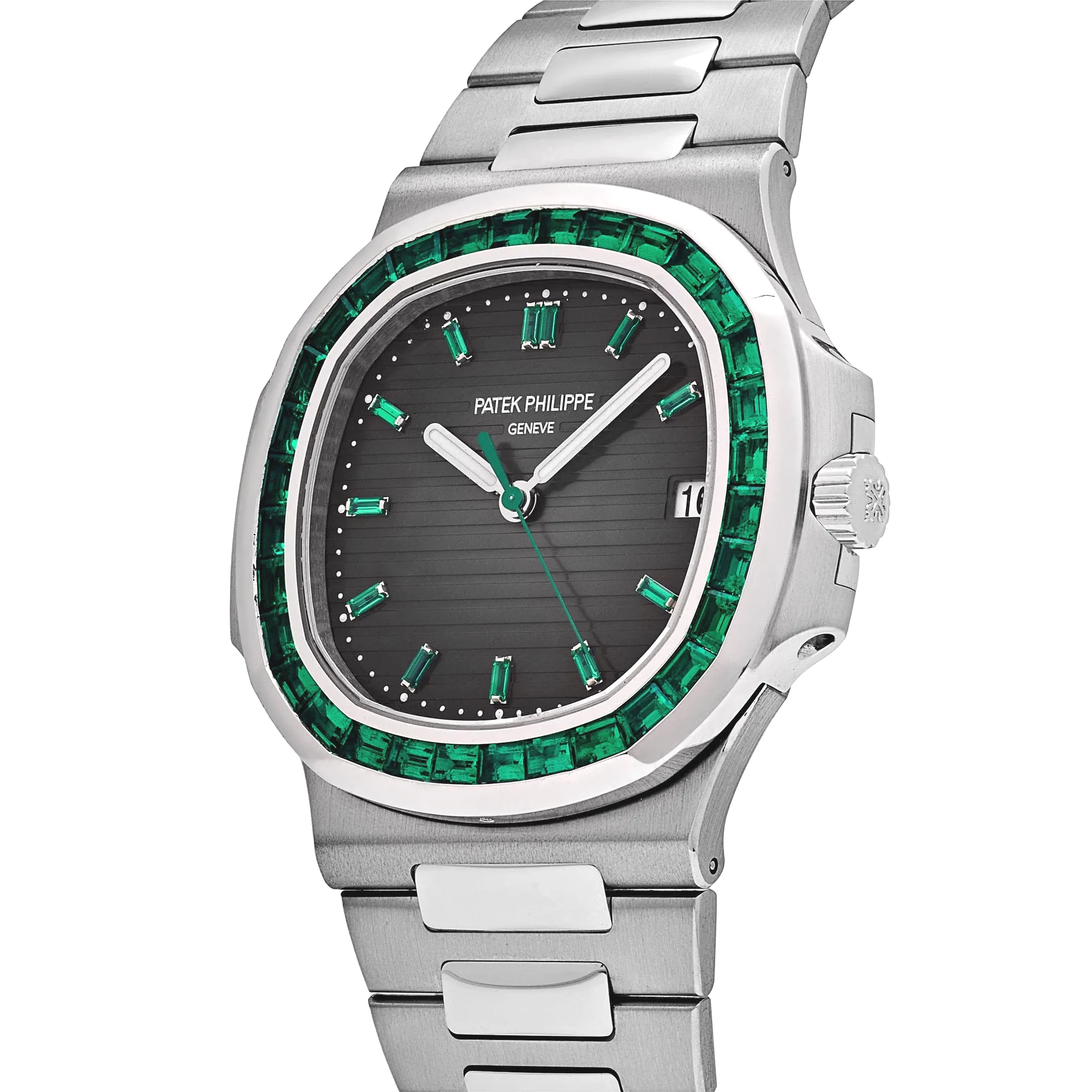 Patek Philippe Nautilus 5711/113P-001 Date Platinum Emeralds Black Dial - Image 3