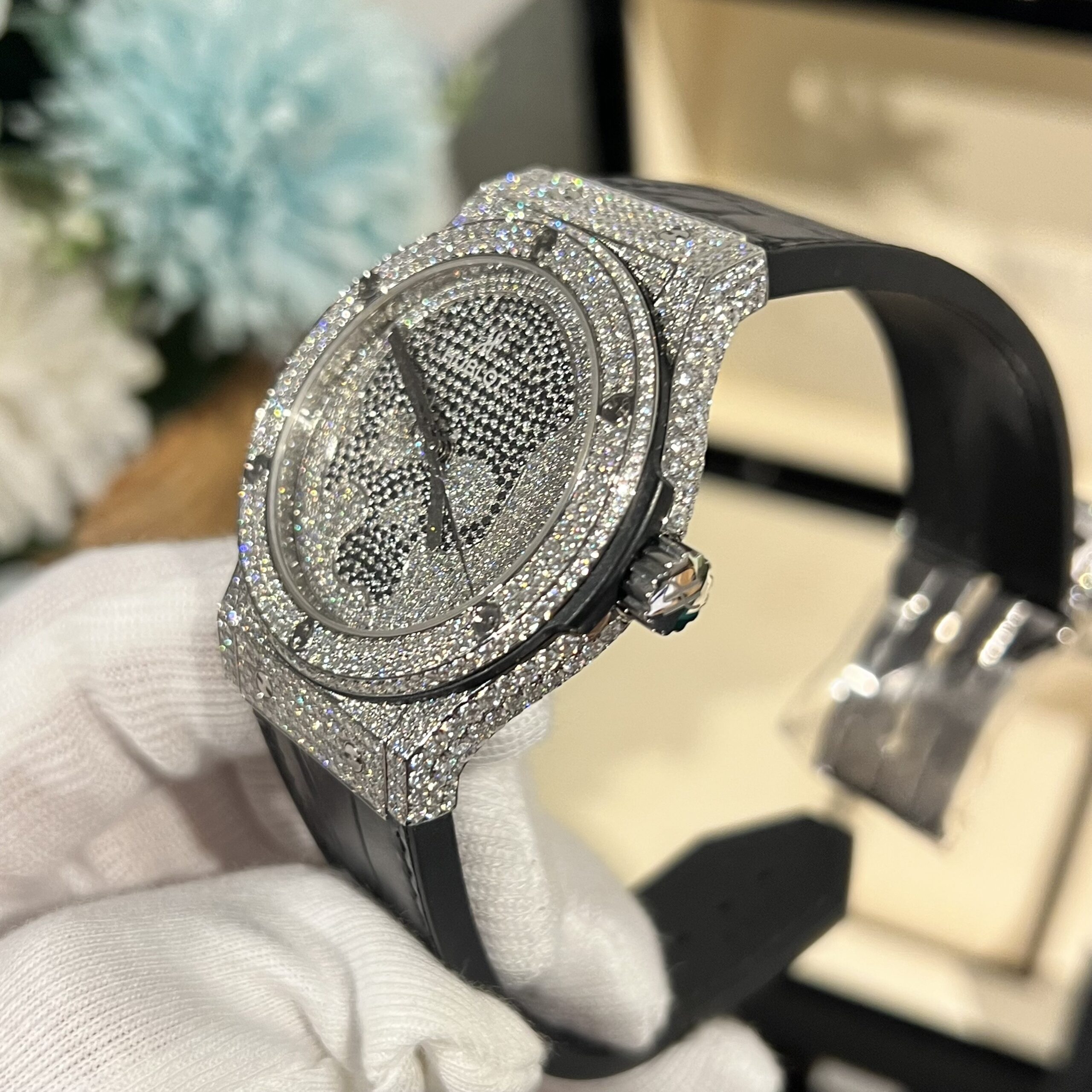 Hublot Classic Fusion Skull Custom Full Moissanite Diamonds Replica 11 Watch 42mm - Image 4