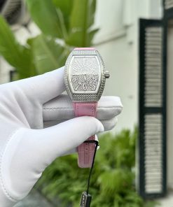 Franck Muller V32 Full Diamonds Replica Watch ABF Factory Pink Color 32x40mm