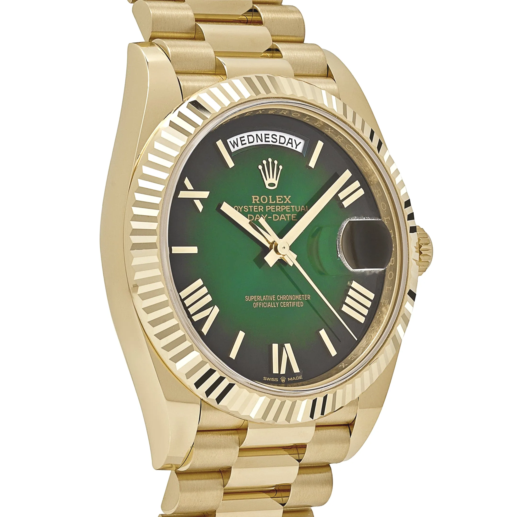 Rolex Day-Date 40 228238 Yellow Gold Green Ombre Roman Numeral Dial - Image 3