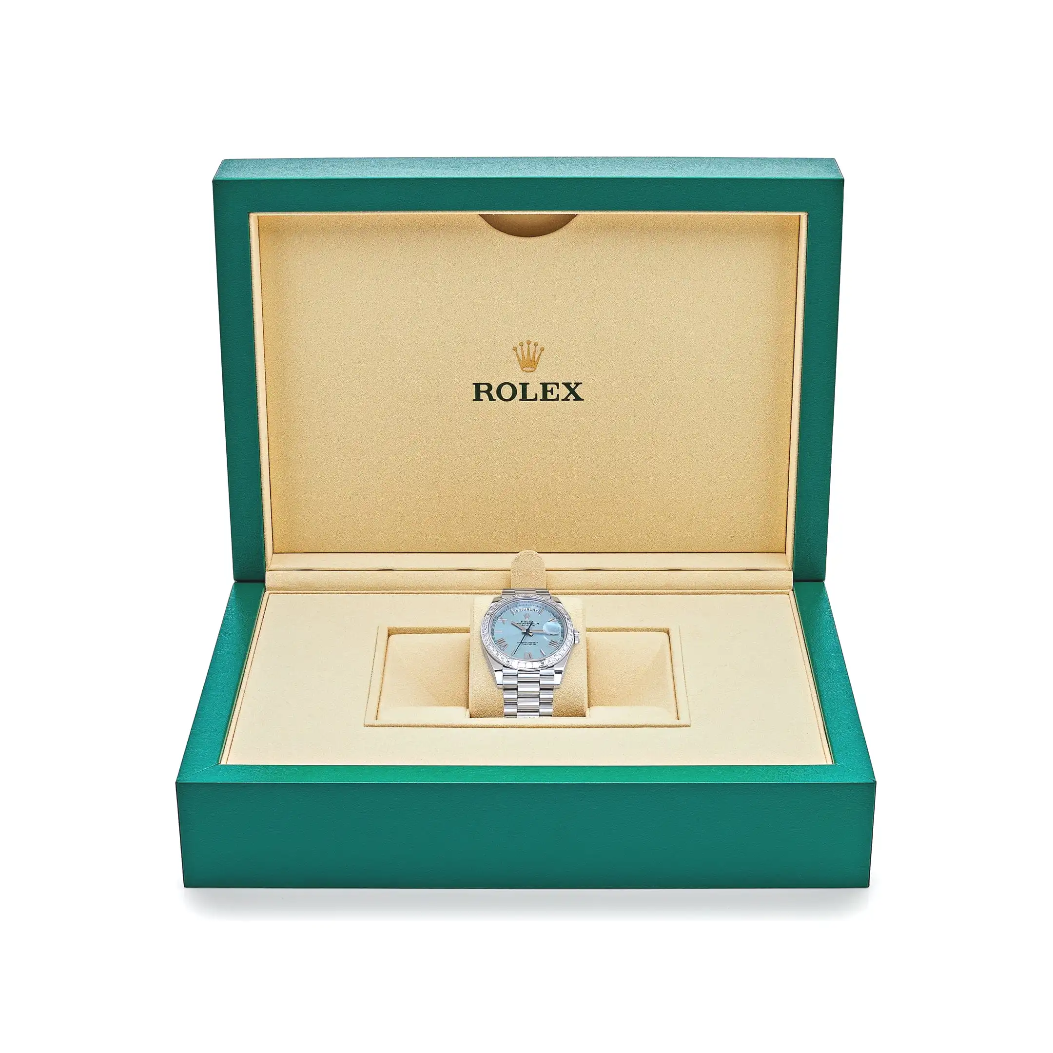 Rolex Day-Date 40 228396TBR Platinum Ice Blue Roman Dial Diamond Bezel (2025) - Image 7