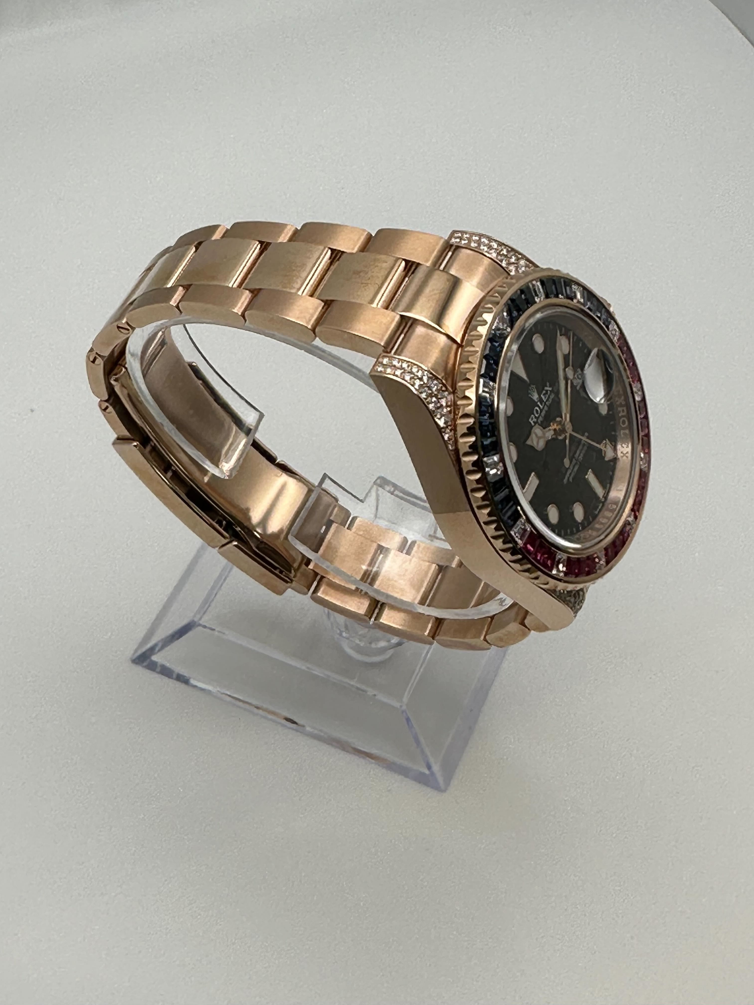 Rolex GMT-Master II 126755SARU ‘SARU’ Rose Gold Black Dial Diamond Bezel - Image 4