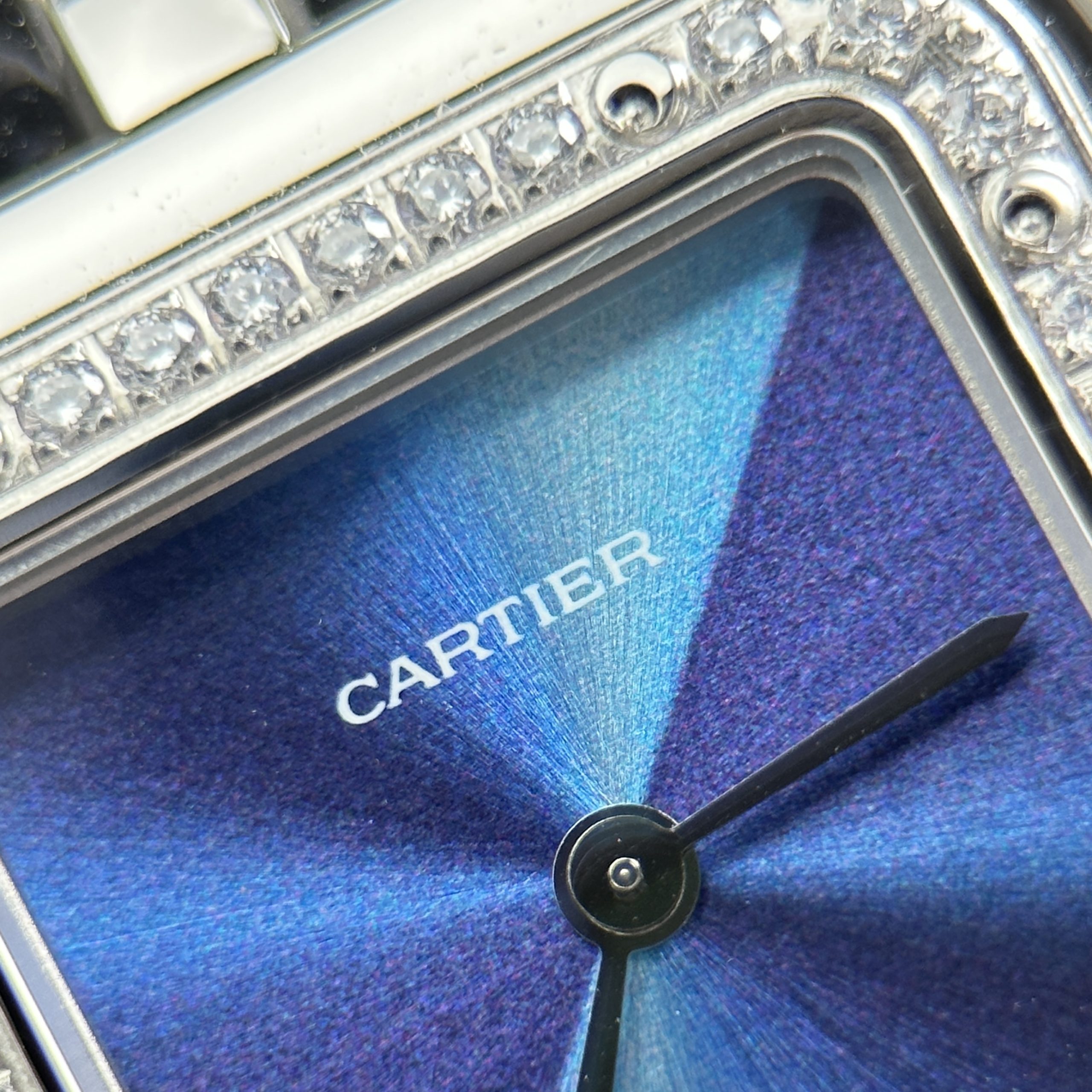 Cartier Panthere Small Model Rep 11 Women’s Blue Face CZ Stone Bezel 23x30mm - Image 5