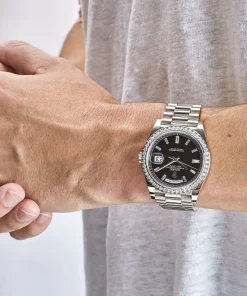Alternative view of Rolex Day-Date 40 228349RBR White Gold Diamond Bezel Black Dial