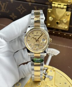 Rolex DateJust High Quality Fake Yellow Dial Oyster Strap AR Factory 36mm