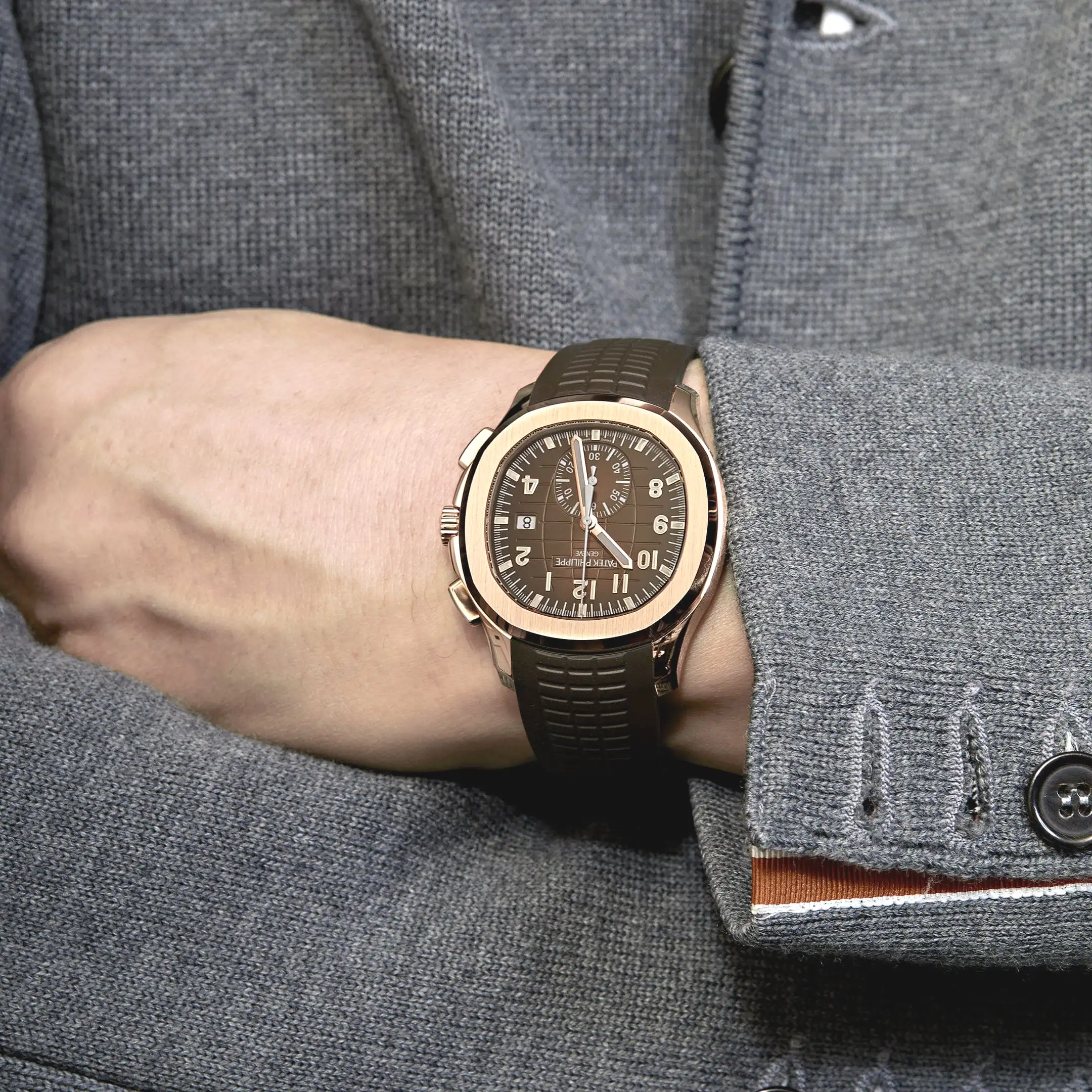 Patek Philippe Aquanaut 5968R-001 Chronograph Rose Gold Brown Dial - Image 2