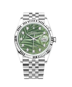 Rolex Datejust 36 126234 White Gold Stainless Steel Palm Motif Diamond Dial Jubilee