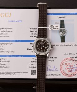 Patek Philippe Aquanaut 5067 Womens Custom Moissanite Diamonds Replica Watch Black 35.6mm