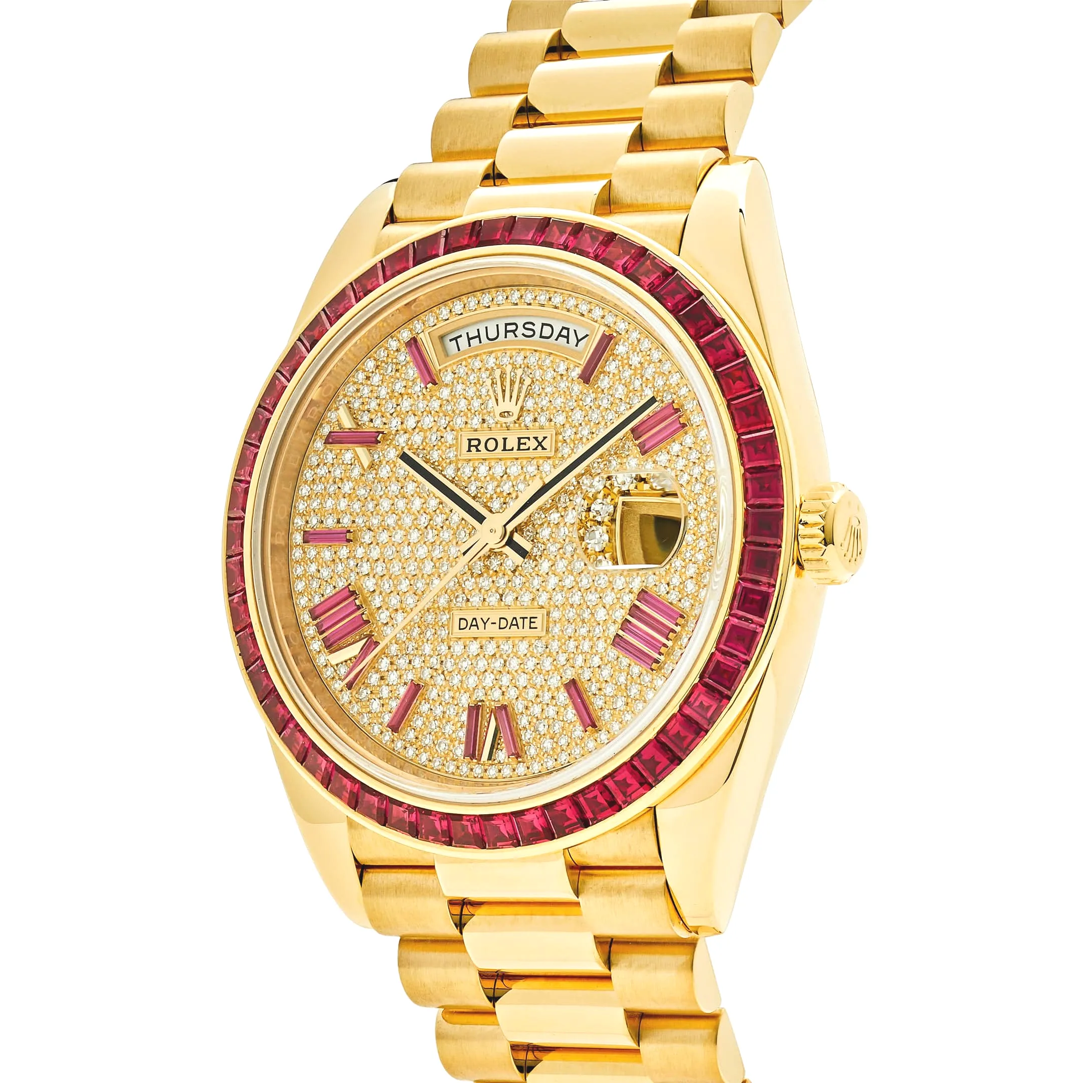 Rolex Day-Date 40 228398TRU Yellow Gold Roman Dial Ruby Bezel - Image 3