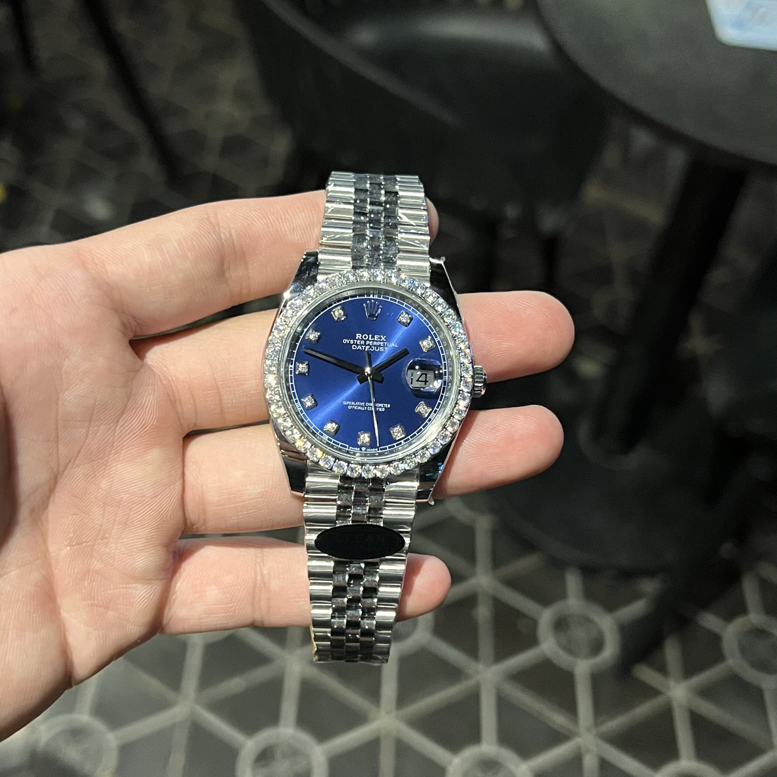 Rolex Datejust 126334 Custom Diamonds Moissanite Blue Dial 41mm