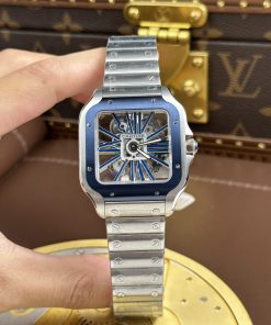 Cartier Santos de Cartier Replica Skeleton Demi Blue Factory MLF 39.8mm