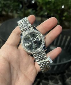 Alternative view of Rolex Datejust 126334 Custom Diamonds Moissanite Gray Dial 41mm
