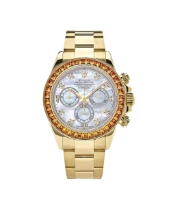 Rolex Daytona 116578SACO Yellow Gold Sapphire Bezel Mother Of Pearl Dial