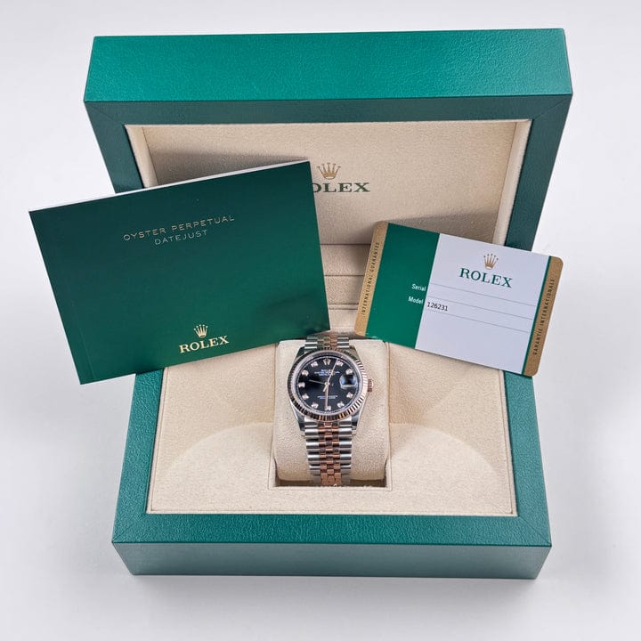 Rolex Datejust 36 126231 Rose Gold Stainless Steel Black Diamond Dial - Image 11