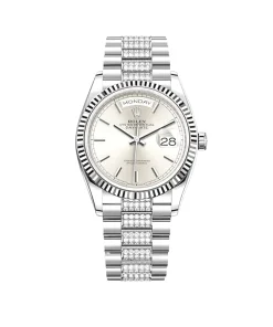 Rolex Day-Date 36 128239 White Gold Silver Dial