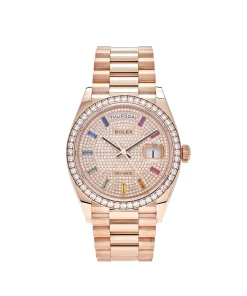 Rolex Day-Date 36 128345RBR Rose Gold Rainbow Diamond Pave Dial