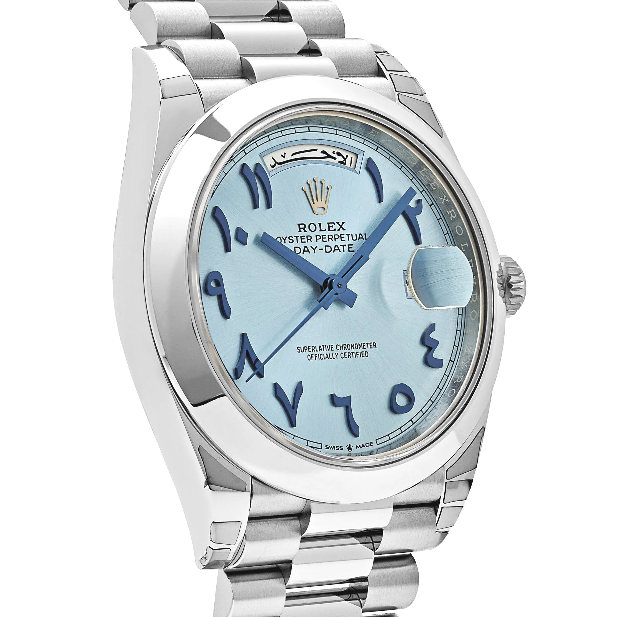 Rolex Day-Date 40 228206 Platinum Ice Blue Arabic Dial Smooth Dial - Image 4