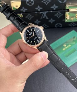 Alternative view of Rolex Cellini 50505 Replica Watch Black Dial Leather Strap 39mm