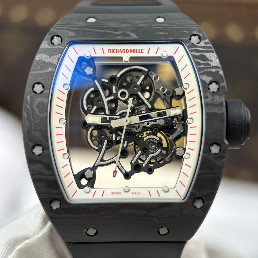 Đồng Hồ Richard Mille Chế Tác Carbon NTPT RM055 Dây Cao Su Đen Nhà Máy ZF 49.9×42.7mm