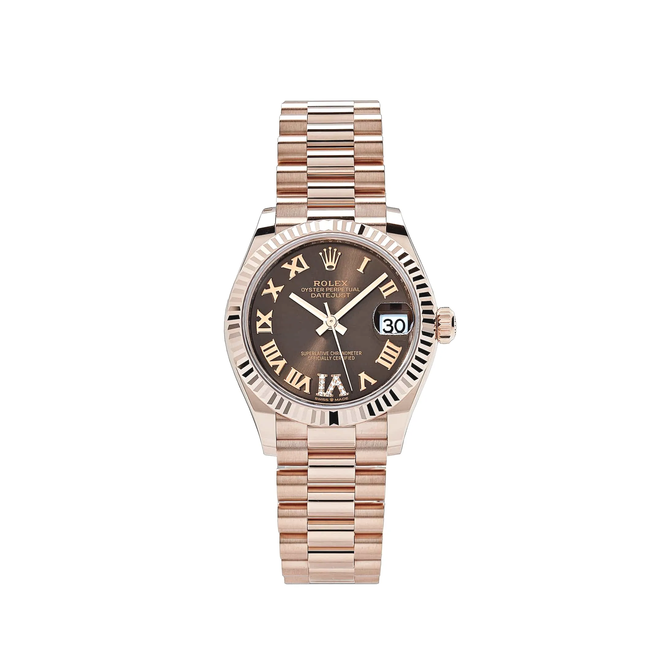 Rolex Datejust 31 278275 ‘Ladies’ Rose Gold Diamond Chocolate Dial President