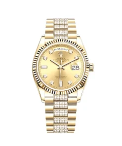 Rolex Day-Date 36 128238 Yellow Gold Champagne Diamond Dial