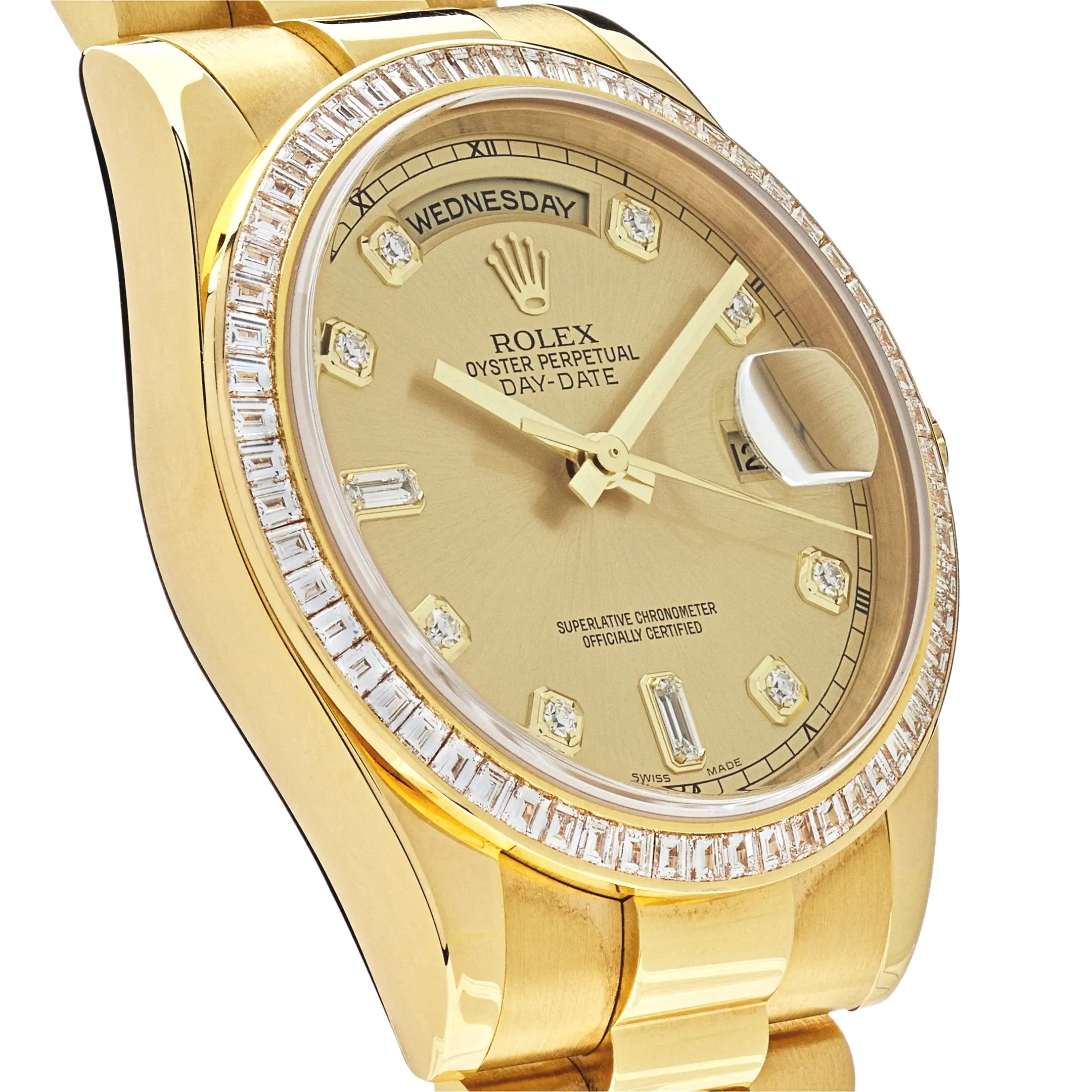 Rolex Day-Date 36 118398BR Yellow Gold Diamond Bezel Champagne Diamond Dial - Image 3