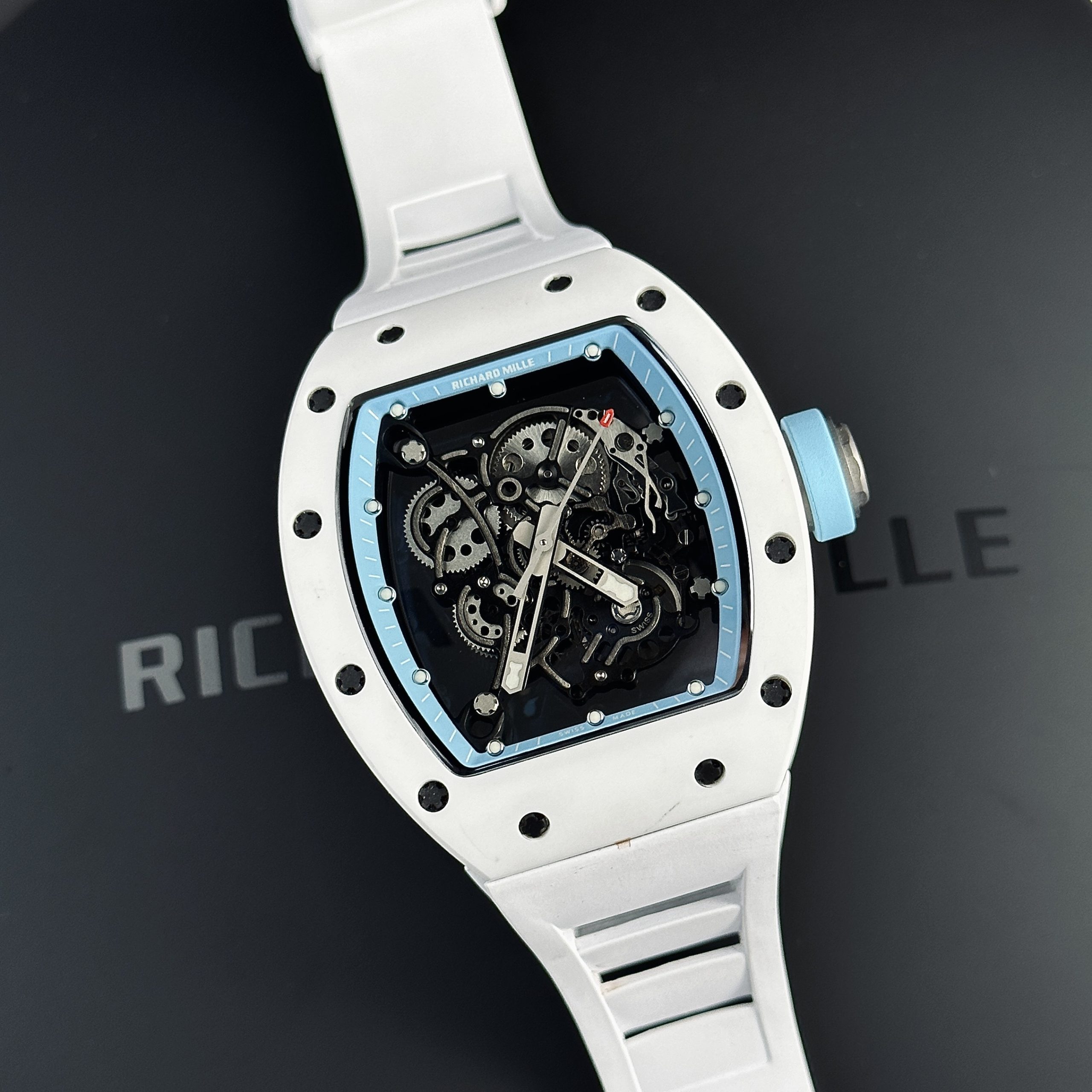 Fake Richard Mille Watch RM055 White Ceramic Bubba Watson BBR Factory 45mm