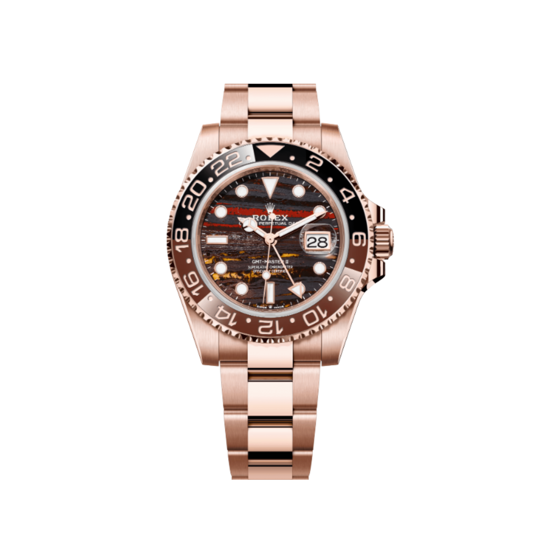 Rolex GMT-Master II 126715CHNR Rose Gold Tiger Iron Dial Oyster 40mm