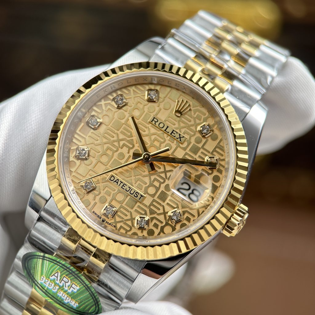 Đồng Hồ Rolex DateJust Chế Tác 11 Demi Vàng Mặt Hoạ Tiết Vi Tính Nhà Máy AR 36mm