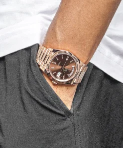 Alternative view of Rolex Day-Date 40 228235 Rose Gold Chocolate Baguette Diamond Dial